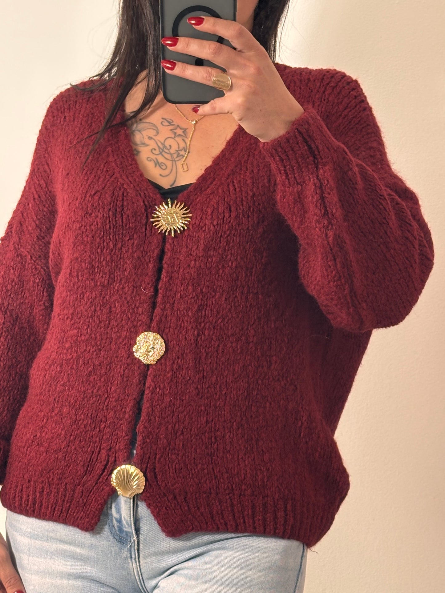 Gilet 3 broches bordeau
