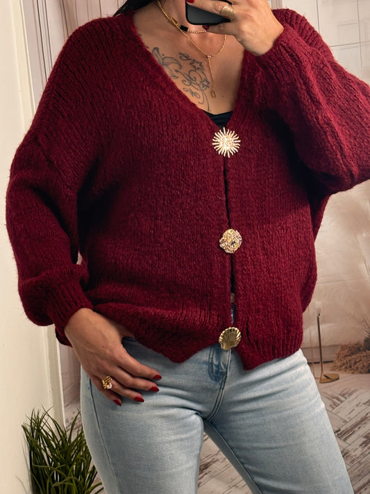 Gilet 3 broches bordeau