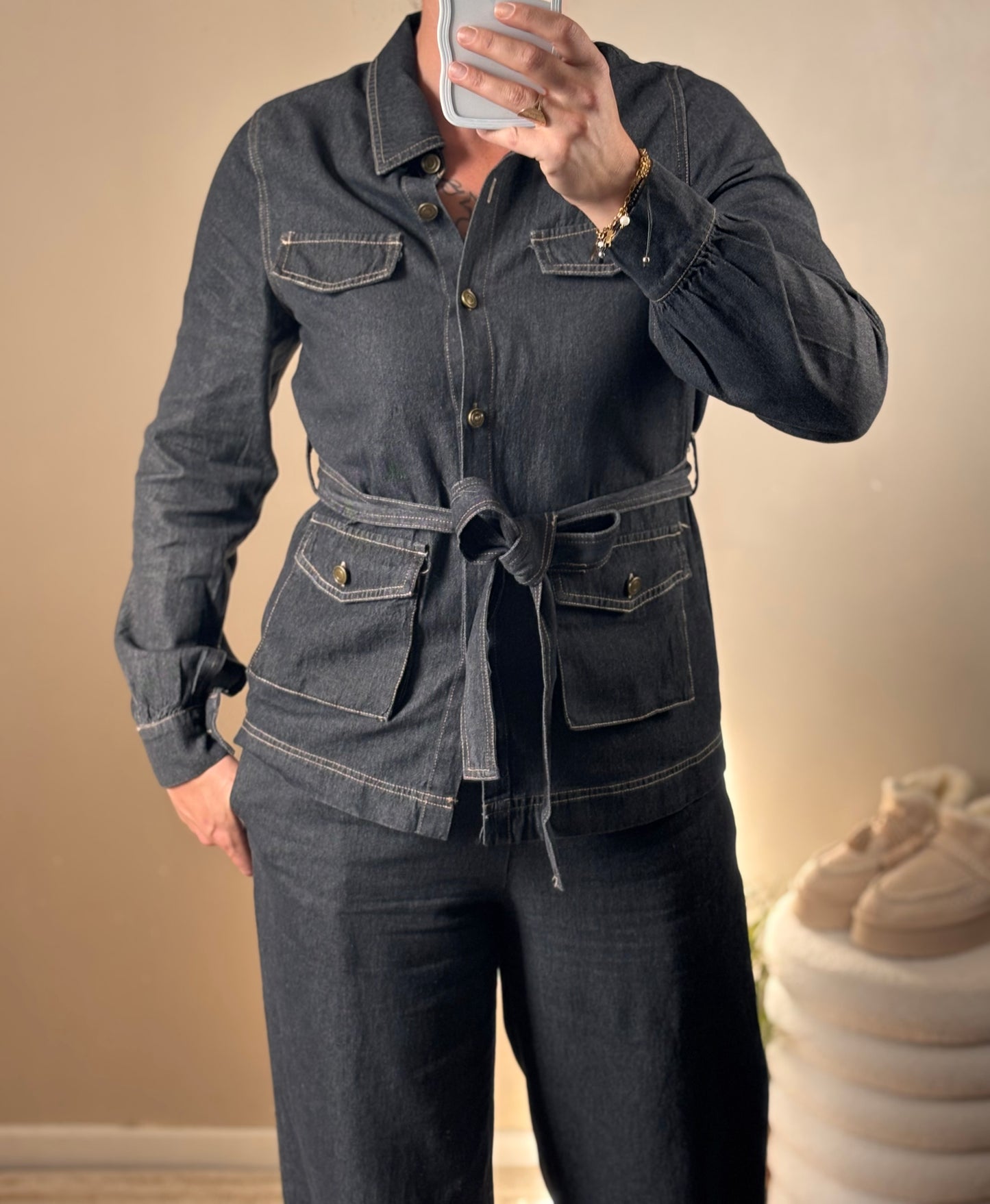 Ensemble en jean avec ceinture à nouer