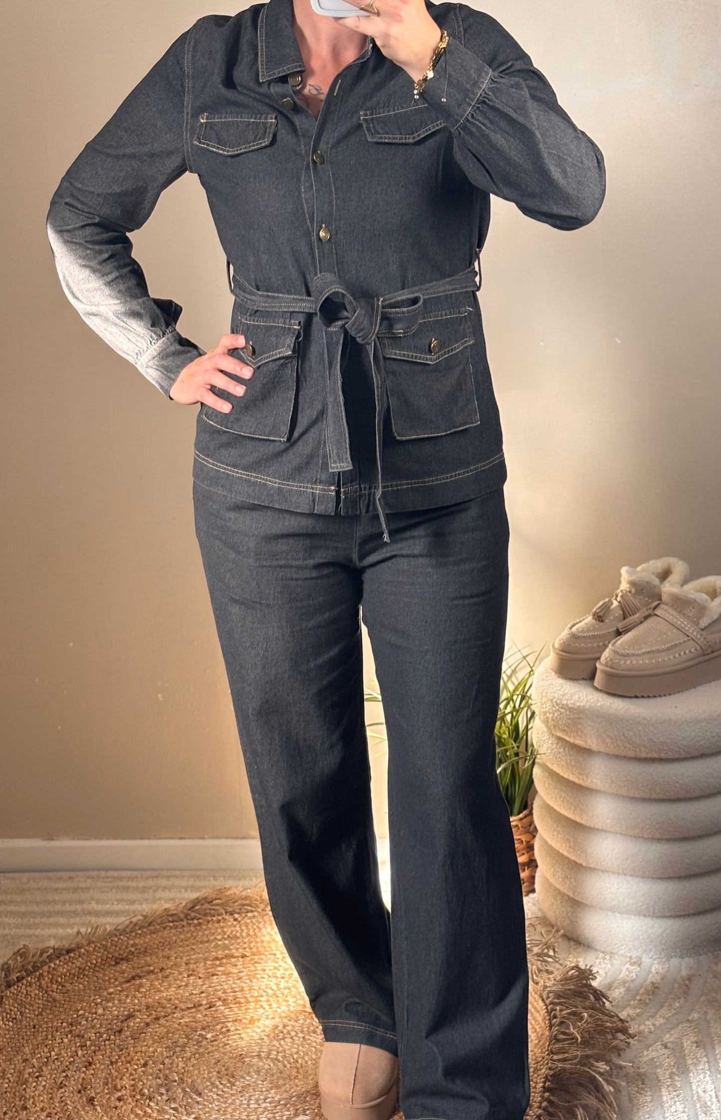 Ensemble en jean avec ceinture à nouer