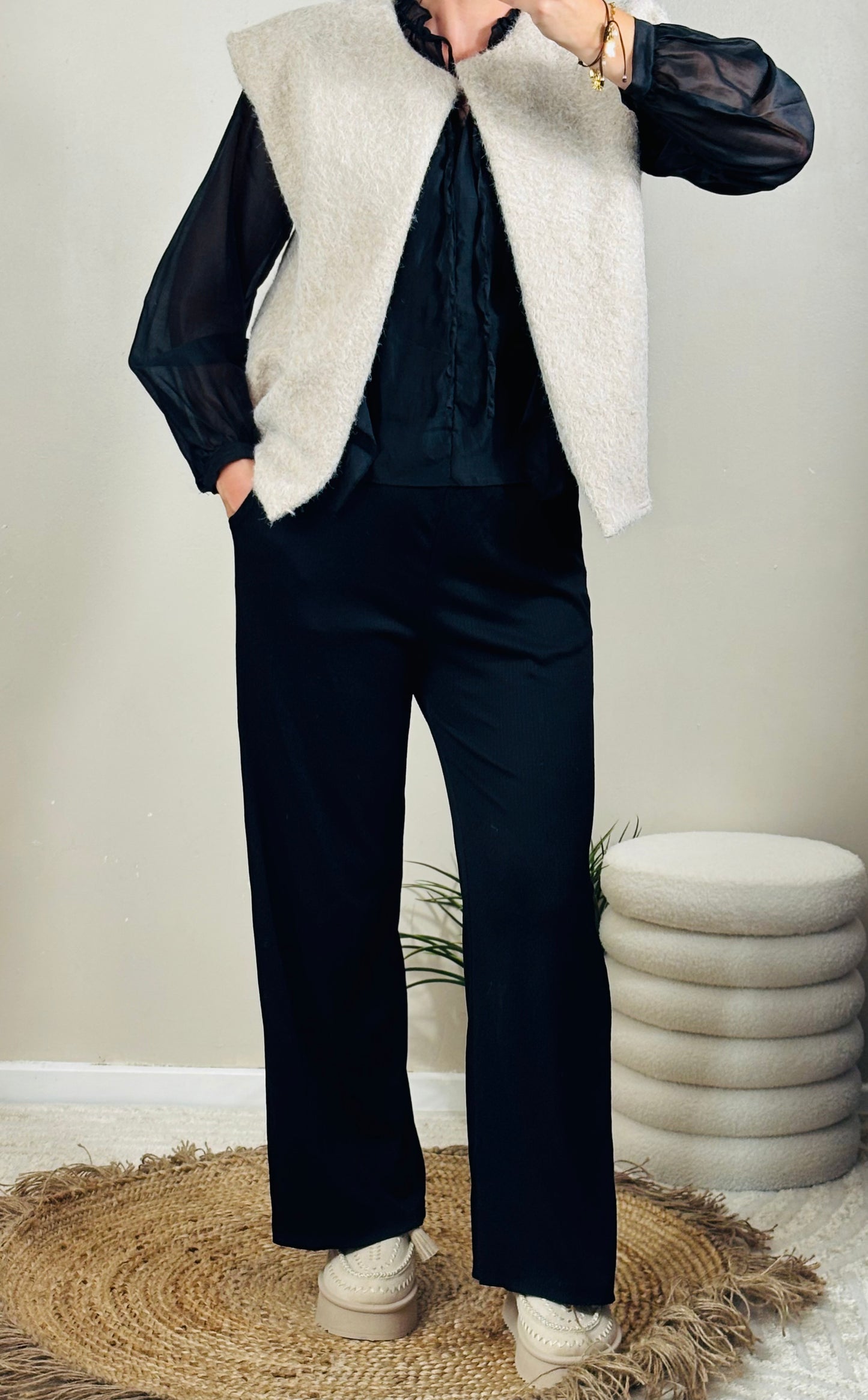 Gilet sans manche beige