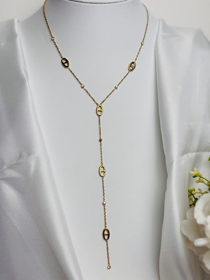 Collier Y pierre anneaux