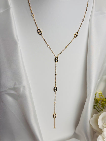 Collier Y pierre anneaux